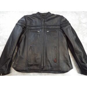 Hot Leathers Jacket Womens XL Black Leather Motorcycle Biker Quilted Lined New